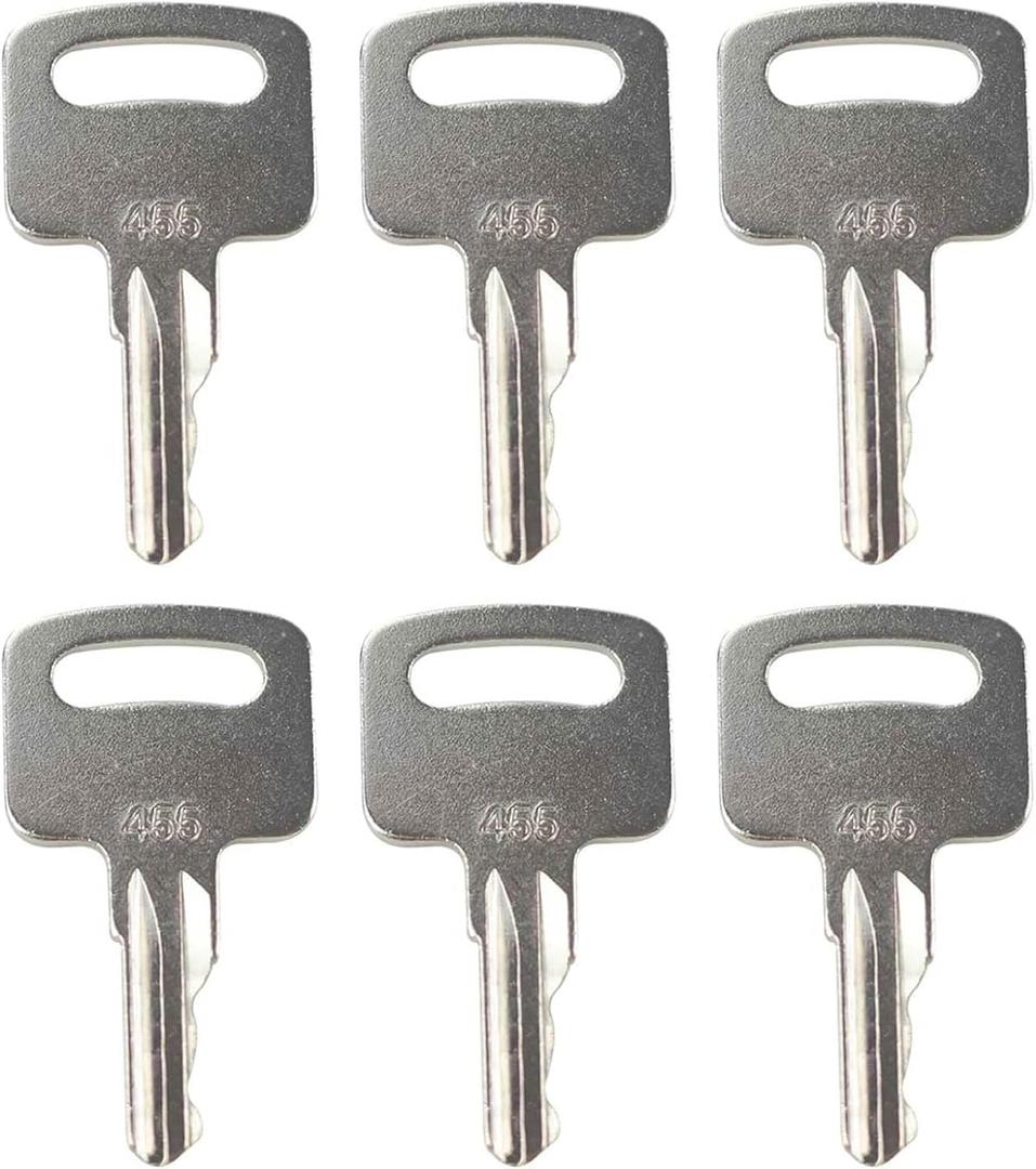 6PCS 455 Ignition Keys Heavy Equipment Forklift Key 104466 Compatible with Boo-m Lifts Scissor Lift Gen-ie Skyjack Te-rex JL-G Snor-kel Snor-kel Man-Lift Upright