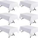 sancua 6 Pack White Tablecloth 60 x 120 Inch, Rectangle Table Cloth for 8 Feet Tables - Stain and Wrinkle Resistant Washable Polyester Table Cover for Dining Tables, Buffet Parties and Camping