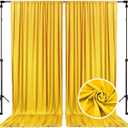 10 x 10 Feet Yellow Backdrop Curtain for Partie, Stain Background Curtains for Photoshoot, Birthday, Wedding, Halloween, Thanksgiving, Christmas, New Year Party Decorations 5Ft x 10Ft, 2 Panels