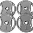 Amazon Basics 1-Inch Grip Weight Plates, 5 lb, Strength Training, Home Gym, 4 Pack