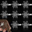 8Pcs Clear Snowflake Hair Clip Snowflake Hairpin Christmas Snowy Clips Xmas Winter Hair Accessories for Princess Women Festive Holiday Christmas Party Gifts (Clear)