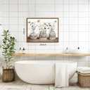 Floating Framed Farmhouse Bathroom Decor Wall Art, Rustic Cotton Pictures Canvas Wall Decor Paintings, Modern Country Relax Soak Unwind Sign Artwork Posters Prints for Bathroom 16x24 Inch