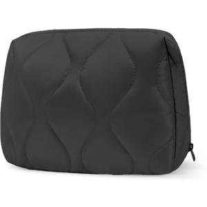 Makeup Bag, Wide-open Cosmetic Bag, Toiletry Bag for Women, Travel Essentials Organizer, Compact Lightweight for Daily Use (Black)