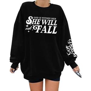 UNIQUEONE Christian Sweatshirt Women Faith Shirts: Jesus Sweatshirt Christian Religious Crewneck Long Sleeve Pullover Tops, Black Medium