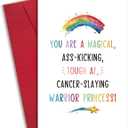 Funny Cancer Card for Her Women, Encouragement Gifts for Cancer Patients Friend, Heartwarming Sympathy Card, Get Well Soon Card for Female, Cancer-Slaying Warrior Princess