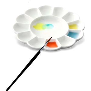 Porcelain Watercolor Palette, Ceramic Artist Paint Palette, Watercolor Mixing Tray for Watercolor Gouache Acrylic Oil Painting (8 * 8'' 13-Well Round)