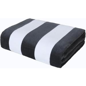 Amazon Basics 100% Cotton Terry Absorbent Cabana Stripe Pool & Beach Towels, Soft, Large, and Thick, 2-Pack, Black, 30 in x 60 in Amazon Basics 100% Cotton Terry Absorbent Cabana Stripe Pool & Beach Towels, Soft, Large, and Thick, 2-Pack, Black, 30 in x 60 in