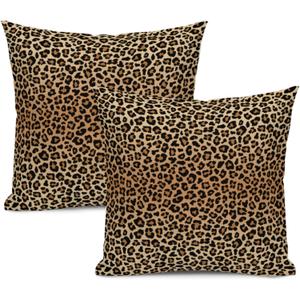 2 Sets Leopard Print Decorative Throw Pillow Covers, 20x20 Inch for Living Room Couch Bed Sofa, Cheetah Print Home Decor, Soft Cushion Case