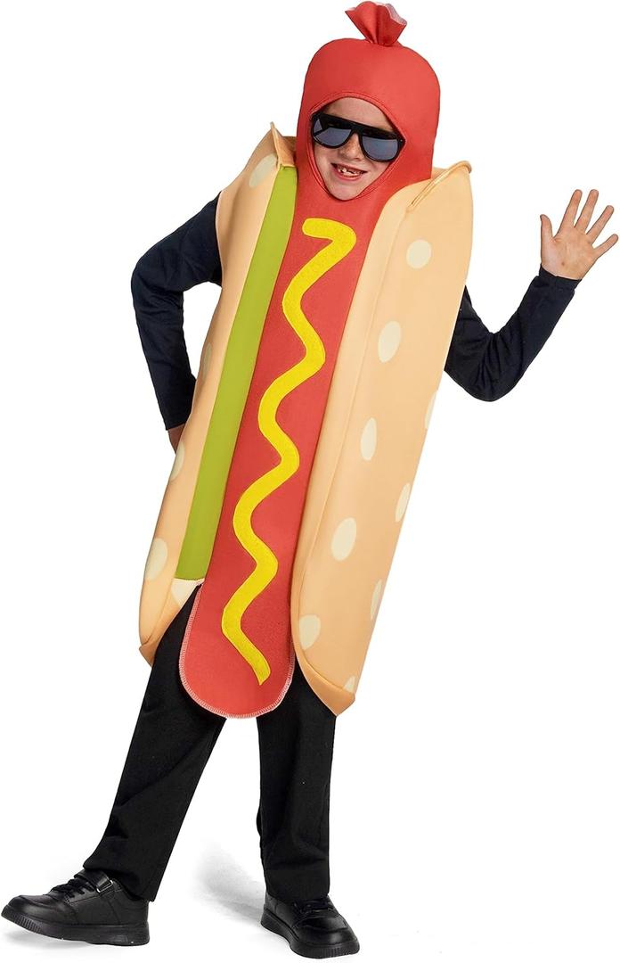 Spooktacular Creations Hot Dogs Costume Kids, Unisex Food Themed Costume for Child Teens Halloween Dress up Cosplay Party (Large(10-12 yrs))