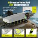 YSPACE Pontoon Boat Cover 16-18 ft, 1200D Waterproof Marine Grade Cover with 12 Straps, UV Resistant, Fade-Resistant Fabric, Windproof, Reflective Strips, Fits Up to 96" Beam, Includes Storage Bag