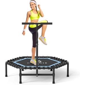 CLORIS 45'' Rebounder Trampoline for Adults - Max Load 450lbs, Trampoline with Adjustable Foam Handle Indoor/Outdoor Fitness Body Exercise (Blue)