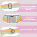 ADITYNA Cotton Dog Collar with AirTag Holder - Heavy-Duty Metal Buckle, Breathable, Easy Adjustable for Medium & Large Breeds - for Walking, Training (Pastel Paradise, Fits 15-21" Necks)