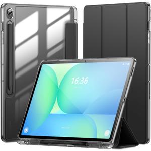 INFILAND for Galaxy Tab S10 FE Plus Case (2025) 13.1 Inch Slim Tri-fold Clear Protective Case Cover with S Pen Holder for Samsung Galaxy Tablet S10 FE+ (Grey)
