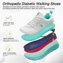 Women's Orthopedic Diabetic Wide Toe Box Walking Shoes: Comfortable Arch Support Plantar Fasciitis Orthotic Swollen Sneakers, Casual Flat Feet Tennis Walking Shoes for Foot Heel and Pain Relief, Size 8.5