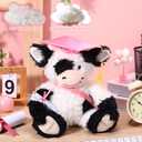 Chalyna 10 Inch Graduation Season Cow Plush Stuffed Animal Cow with Hat, Diploma and Sash, Graduation Gift Decoration for Friend Relatives Party(Pink)