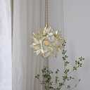 Glass Flower Pendant Lights Floral Petal Light Fixture Modern Hanging Lamp 7 Inch Mini Pendant Lighting for Kitchen Island - Clear Textured Glass Shade