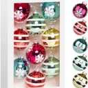 Amooca Christmas Colorful Glass Balls Decoration Festival Party Home Decors Holiday Xmas Tree Hanging Ornaments Set 9pc 2.65in Colorful Stripes & Flowers