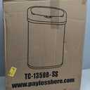 FDW Kitchen Trash can for Bathroom Bedroom Home Office Automatic Touch Free Garbage bin with lid Brushed Stainless Steel Rectangular 13 Gallon / 50L