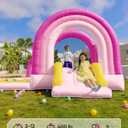 Outfunny Bounce House with Slide, Inflatable Bouncy House for Kids 3-12 w/Ball Pit, Outdoor & Indoor, Bounce Area 8'x8', Capacity 400 lb - Pink