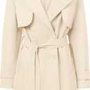 luvamia Trench Coat Women Mid Length Classic Double Breasted Lapel Business Casual Fall Jacket Coats Outerwear with Belt
