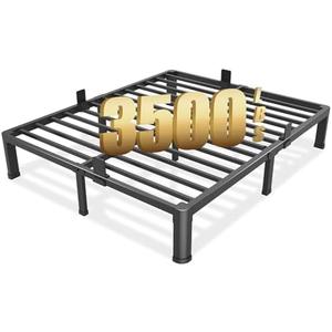FUIOBYVV 10 Inch Full Bed Frame with Round Corner Edge Legs 3500 lbs Metal Heavy Duty Steel Slats Support No Box Spring Needed Platform Noise Free Easy Assembly