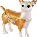 Dog Trinket Box Hinged Enameled Jewelry Box Classic Animal Ornaments Craft Gift for Home Decor