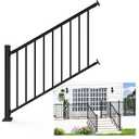 36 in. H x 4 ft. W Porch and Deck Railing Kit, Aluminum Stair Railing Kit, Black Textured Powder-Coat Finish Railing System for Concrete Steps or Wooden Stairs(1 Post, 1 Panel)