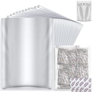 50 Pack 1 Gallon Mylar Bags for Food Storage with Oxygen Absorbers for Rice, Grains, Coffee Beans and Emergency Long Term Food Storage