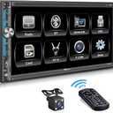 PLZ MP-902 Double Din Car Stereo, 7 Inch Full HD Capacitive Touchscreen Car Radio Receiver with Mirror Link, Bluetooth 5.1, Backup Camera, Steering Wheel Control, Subw, FM/AM Car Radio, USB/TF/AUX