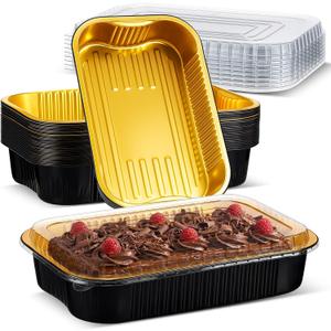 20 Set 9x13 Heavy Duty Aluminum Pans with Lids Rectangle Double Thick Aluminum Foil Baking Pan Food Container for Heating Cooking Meal Prep Storage Freezer and Takeout