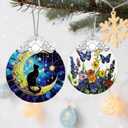 Stained Glass Black Cat Ornament, Christmas Ornaments, Christmas Decorations for Tree, Holiday Ornament, Gifts for Cat Lovers, Holiday Party Gifts, Gift Ideas & Xmas Gift