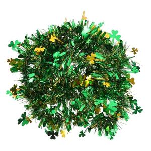 TEHAUX Patrick's Day Tinsel Garland Metallic Shamrock Decoration for Party Celebrations Easy to Install Festive Atmosphere for Home Decor