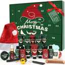 Advent Beauty Calendar for Adults 2025 Rinse & Robust Beard Care Kit Christmas Gifts for Men Skincare Beauty Advent Calendar for Men Christmas 24 Days Countdown Calendar Beard Care Grooming (Green)
