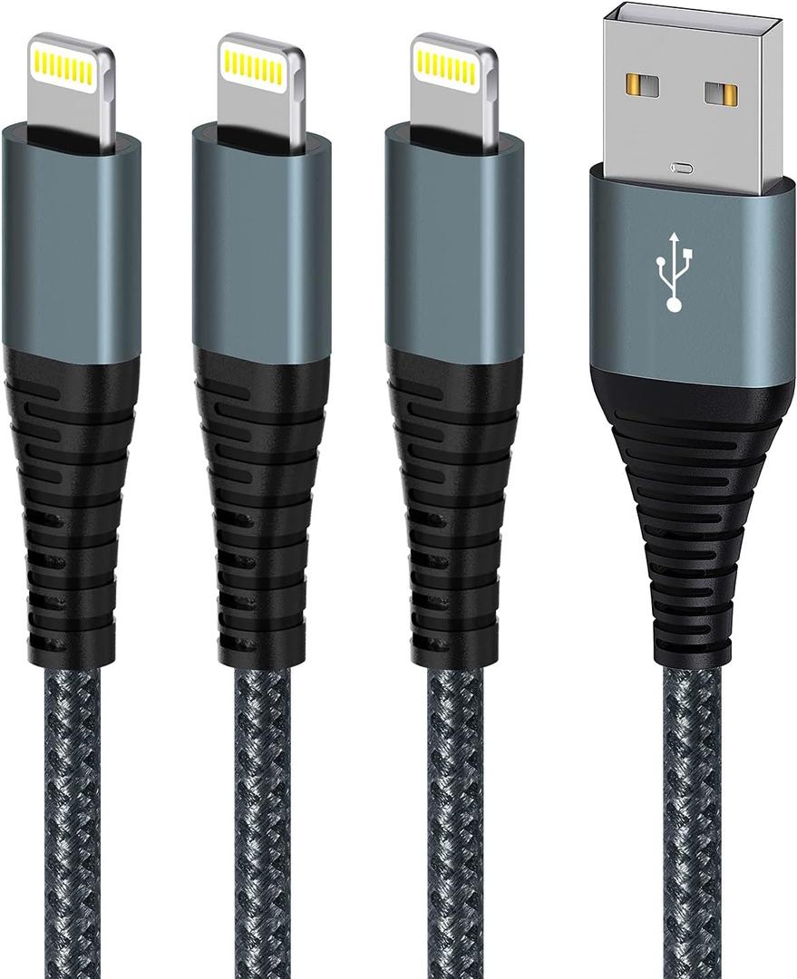 iPhone Charger Cable 6ft 3Pack, [Apple MFi Certified ] Lightning Cable Nylon Braided USB Fast iPhone Charging Cables Cord Compatible with iPhone14/13/12/12Pro/12ProMax/11/11Pro/XS MAX/XR/XS/X/8/7 (3 Pack 6ft)