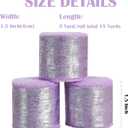 3 Rolls Light Purple Glitter Chiffon Ribbon, 1.5 Inch 15 Yards Silver Silk Frayed Ribbon for Flower Bouquet, Gift Wrapping, Wedding, Birthday Party Decor