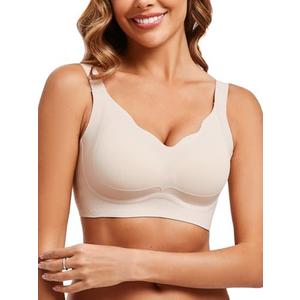 Anti Sagging Full Coverage Bras for Women，No Underwire Bras for Women Wireless Push-Up L