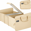 Sposuit Car Storage Trunk Organizer - Collapsible Trunk Organizer with Cooler for Grocery Cargo, Large Storage for Car, SUV, Sedan, Jeep, Beige