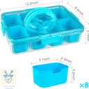 Patent Design Ribbed Snackle Box Container Divided Serving Tray with Lid and Handle -Charcuterie Container Portable Storage Organizer for Candy, Fruit, Beach, Picnics1 pcs, Lake blue