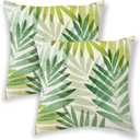 BETGINY Summer Outdoor Pillow Covers 18x18 Inch 2 Pcs, Tropical Olive Green Sage Green Palm Leaves Decorative Throw Pillows,Leaf Farmhouse Decor Pillowcase Linen Cushion Cover for Home Couch Sofa Bed