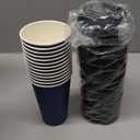 LITOPAK 100 Pack 16 oz Disposable Paper Coffee Cups with Lids for Coffee, Water, Juice, or Tea, Blue and Gray Hot Paper Cups for Home, Restaurant, Store, and Cafe