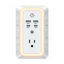 Multi Plug Outlet, USB Wall Charger, Surge Protector, 7 Outlet Extender with 4 USB Charging Ports (2 USB C) 1680J Power Strips Outlets with Night Light, Wall Plug Adapter Spaced for Home Travel Office