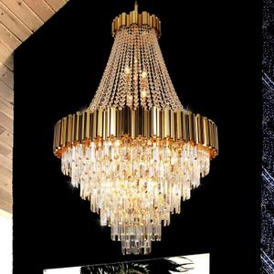 Crystal Chandeliers Modern Chandelier High Ceiling Foyer Entryway 21 Lights Gold Luxury Pendant Hanging Light Fixture for Living Room Entry Way Extra Large Vertical Tiered 36'' D x 54'' H, XL-H54''W36''
