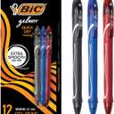 BIC Gelocity Quick Dry Assorted Colors Gel Pens, Medium Point (0.7mm), 12-Count Pack, Retractable Gel Pens With Comfortable Full Grip