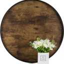 Hanobe Decorative Coffee Table Tray: Brown Wood Tray Round Rustic Wooden Trays Circle Farmhouse Centerpiece Candle Holder for Home Decor Ottoman Counter Display Living Room Organizer 18" (17.7")