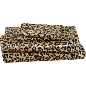 Beatrice Home Fashions 100% Luxury Satin Polyester Sheet Set, Full, Leopard