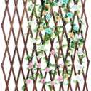MyGift Nature Wood Trellis, Expandable Wall Lattice Panels for Outside, Decorative Lattice Trellis Frame for Climbing Plants Vine Ivy Rose Cucumbers Outdoor Balcony Garden