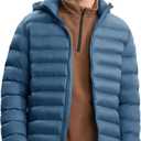 TBMPOY Men's Lightweight Puffer Jackets Detachable Hood Water-Resistant Casual Winter Coat Hooded Insulated for Travel Ski, XXL