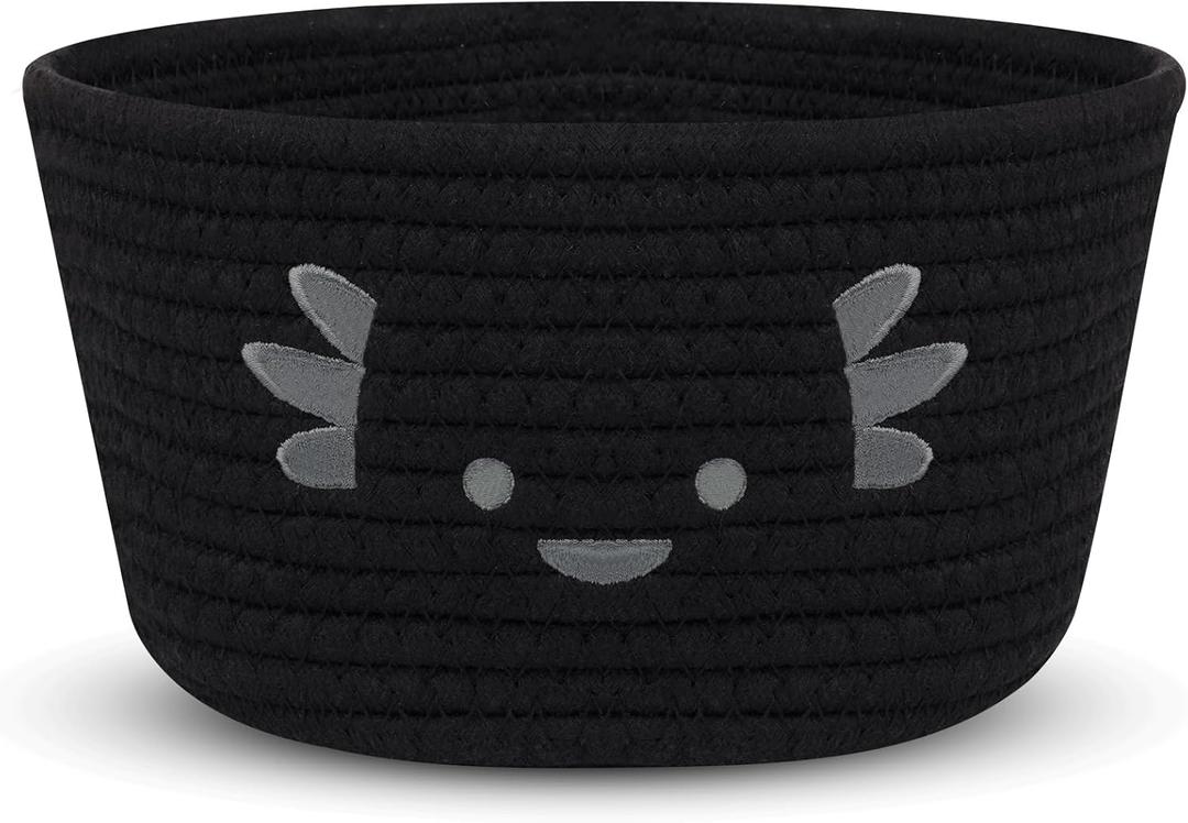 Small Storage Basket for Nursery, Cute Baby Cotton Rope Basket, Animal Storage Bins, Axolotl Decor Towel Decor Storage Cat Dog Bins, 8.6" D x 4.9" H IN