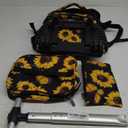 3Pcs Rolling Backpack for Girls, 19 Women Inche Roller Bag with Wheels, Sunflower Wheeled Bookbag Set for Adults(Yellow)