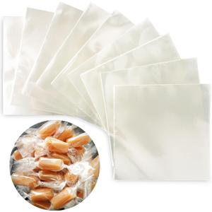 Clear Candy Wrappers for Caramels (300 Pcs 5 x 5 inches) - Natural Clear Cellophane Wrapper - Candy Wrapping Paper for Caramel, Chocolate, Nougat, and Lollipops (300 Count (Pack of 1))
